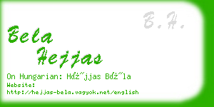 bela hejjas business card